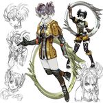  alternate_costume bangs blunt_bangs character_sheet concept_art expressions kawano_takuji mole official_art soulcalibur soulcalibur_iii thighhighs tira_(soulcalibur) twintails weapon 