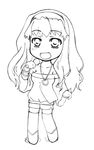  artist_request chibi greyscale long_hair macross macross_frontier microphone monochrome sheryl_nome solo thighhighs 