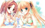  :3 artist_request bikini drink drinking_straw floral_print happiness! highres hiiragi_anri kamisaka_haruhi multiple_girls swimsuit wallpaper 