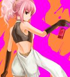  anya_alstreim back cellphone code_geass gloves knights_of_the_round_uniform looking_back mamepon phone pink_hair ponytail red_eyes solo 