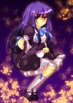  blue_hair cat_tail cup dress frederica_bernkastel frills kurohara_yuu long_hair mary_janes purple_eyes ribbon shoes solo tail tea umineko_no_naku_koro_ni 