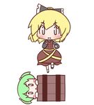  blonde_hair blush blush_stickers bow bucket green_hair hair_bow in_bucket in_container kisume kurodani_yamame long_sleeves maitora multiple_girls open_mouth touhou twintails white_eyes wooden_bucket 