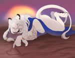  &lt;3 braided_hair feline glasswalker hair hi_res lion lying male mammal pantherine pinup pose sand smile sunset tattoo 
