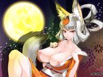  animal_ears big_breasts breasts canine cleavage clothed clothing erect_nipples female fox huge_breasts inazuma japanese_clothing mammal muramasa nip_slip nipple_slip nipples solo wallpaper 