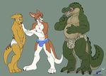  anthro balls biceps big_balls big_muscles blush briefs bulge canine crocodile fur group imminent_vore interspecies kangaroo male mammal marsupial muscles overweight pengo pouch predator/prey_relations reptile scalie shy tongue underwear vorarephilia vore wolfblade 