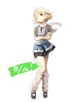  bad_id bad_pixiv_id blonde_hair crossed_arms earrings green_eyes highres jewelry long_hair mizuhashi_parsee one_eye_closed pointy_ears scarf short_hair short_sleeves solo touhou ume_(plumblossom) 