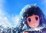  :o book chitanda_eru cici close-up cloud day face flower hair_flower hair_ornament highres hyouka long_hair open_mouth purple_eyes sky solo 