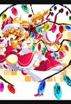  ascot bad_id bad_pixiv_id blonde_hair clone crystal eyes flandre_scarlet four_of_a_kind_(touhou) fumiko_(miruyuana) hat hat_ribbon highres multiple_girls open_mouth puffy_sleeves red_eyes ribbon short_hair short_sleeves side_ponytail touhou wings 