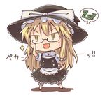  bespectacled blush chibi glasses hat kirisame_marisa lockheart long_hair simple_background smile solo touhou very_long_hair white_background witch_hat ze_(phrase) 