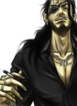  adam's_apple bad_id bad_pixiv_id bracelet cigarette contemporary drifters earrings eyepatch jewelry long_hair male_focus necklace oda_nobunaga_(drifters) open_clothes open_shirt ring shirt smirk 