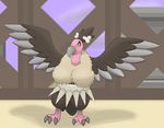  absurd_res breasts female fluffy hi_res looking_at_viewer mandibuzz nintendo ole pok&#233;mon pok&eacute;mon red_eyes solo standing talons unknown_artist video_games vulture winged_arms wings 