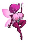  areola big_breasts breast_fondling breast_grab breasts collar erect_nipples eyes_closed fairy female fondling green_hair hair huge_breasts lordstevie nipples pink_hair size_difference smile wand wings 