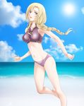  beach bikini blonde_hair braid day fire_emblem fire_emblem:_rekka_no_ken highres long_hair louise running sun swimsuit tamamon 
