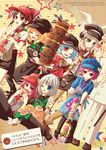  6+girls bag baskin-robbins bat blonde_hair blue_eyes blush braid brand_name_imitation brown_eyes brown_hair burger_king closed_eyes coffee colonel_sanders contemporary doughnut earmuffs eating employee_uniform fang fast_food_uniform food hair_ribbon hairband hakurei_reimu hamburger hat headphones heart ice_cream kfc kirisame_marisa komeiji_satori konpaku_youmu long_hair lotteria mcdonald's morichika_rinnosuke multiple_girls one_eye_closed open_mouth pants pantyhose parody pink_eyes pink_hair red_eyes remilia_scarlet ribbon saigyouji_yuyuko short_hair skirt smile starbucks subway_(company) sword togima too_many too_many_scoops touhou toyosatomimi_no_miko translated uniform visor_cap weapon yellow_eyes 