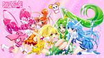  aoki_reika blue_skirt boots bow candy_(smile_precure!) choker creature cure_beauty cure_happy cure_march cure_peace cure_sunny full_body green_choker green_shorts green_skirt hair_flaps highres hino_akane_(smile_precure!) hoshizora_miyuki kise_yayoi knee_boots magical_girl midorikawa_nao multiple_girls orange_skirt pink_background pink_bow pink_shorts pink_skirt precure rainbow_order red_shorts shorts shorts_under_skirt skirt smile_precure! sparkle sumeragi_hamao yellow_shorts yellow_skirt 