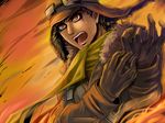  bad_id bad_pixiv_id black_hair coat drifters fur_hat gloves goggles hat kanno_naoshi male_focus open_mouth orange_eyes scarf shichiria solo teeth 