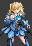  absurdres armor blonde_hair blue_eyes blue_legwear bnahabra_(armor) colored_eyelashes highres mole monster_hunter monster_hunter_portable_3rd open_mouth realmbw solo thighhighs twintails 