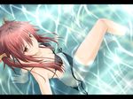  arm_support bikini black_bikini from_above hair_ribbon highres inu_(mezonsidepark) letterboxed orange_eyes original partially_submerged red_hair ribbon side-tie_bikini sitting solo swimsuit twintails untied wallpaper water 