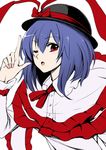  ;o bad_id bad_pixiv_id blue_hair hat nagae_iku one_eye_closed pointing pointing_up red_eyes solo takemori_shintarou touhou 