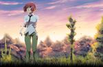  amputee double_amputee dress_shirt forest green_eyes jeffrey_cruz katawa_shoujo nature necktie pants red_hair shirt short_hair solo tezuka_rin 