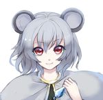  animal_ears bad_id bad_pixiv_id closed_mouth crystal grey_hair looking_at_viewer mouse_ears nazrin portrait red_eyes smile solo takemori_shintarou touhou white_background 