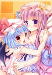  :d bat_wings blue_hair blush breasts crescent fang flat_chest frown hat irori long_hair looking_at_viewer medium_breasts multiple_girls nipples no_panties open_mouth patchouli_knowledge purple_eyes purple_hair red_eyes remilia_scarlet smile touhou wings 