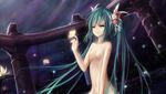  bad_id bad_pixiv_id bug butterfly flower green_eyes green_hair hair_flower hair_ornament hatsune_miku highres insect long_hair night nude solo twintails very_long_hair vocaloid wangchuan_de_quanyan 