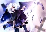  bicolored_eyes cross feathers shino_(artist) tagme_(character) thighhighs white_hair wings 
