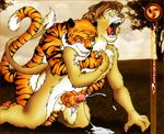  anthro behind claim cum cum_in_ass cum_inside cum_on_ground cum_string darkan domination duo feline from from_behind gasp gay grin handjob lion male mammal masturbation nude open_mouth outside ownership penis reach_around sex submissive tiger 