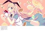  alice_(wonderland) alice_in_wonderland apple blonde_hair blue_eyes cake cover cover_page doughnut dress food fruit gloves hairband holding long_hair looking_at_viewer md5_mismatch ooba_kagerou solo white_gloves 