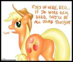  alpha_channel anus applejack_(mlp) black_background butt clenched_teeth english_text equine female feral friendship_is_magic green_eyes hi_res horse jameshalt looking_at_viewer looking_back mammal my_little_pony nude plain_background pony presenting presenting_hindquarters pussy solo teeth text 