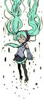  closed_eyes detached_sleeves dissolving green_hair hatsune_miku kubocha long_hair skirt solo thighhighs twintails very_long_hair vocaloid 