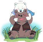  atsuka atsuka(artist) bear blush chibi chubby clothing cute eyes_closed grizzly_(shirokuma_cafe) grizzly_bear looking_at_viewer male mammal open_mouth polar_bear shirokuma shirokuma_cafe vest young 