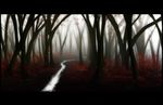  bad_id bad_pixiv_id black copyright_request fog forest landscape letterboxed nature no_humans ren_(renoren) river scenery tree 
