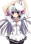  kamishiro_alice long_hair pantyhose red_eyes school_uniform solo supipara white_hair yuuki_tsubasa 