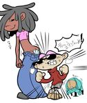  ass ass_crack blush butt_crack cartoon_network codename:_kids_next_door cree_lincoln dark_skin dreadlocks hair_over_one_eye hairlocs mooning nigel_uno panties size_difference smile sunglasses translated underwear 