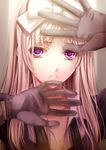  axis_powers_hetalia belarus_(hetalia) blonde_hair bow gloves hair_bow long_hair purple_eyes sasano_shiki solo 