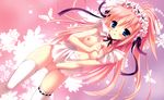  blush breasts hatsuyuki_sakura hontani_kanae naked_apron nipples pink_hair ran_(hatsuyuki_sakura) saga_planets thighhighs 
