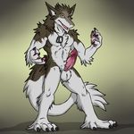  balls claws dog_tags erection fur male nude penis sergal solo transformation 