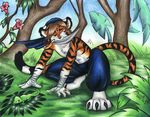  blue fur invalid_tag jungle male mammal orange_fur red_eyes solo sonitweek tiger 
