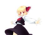  blonde_hair game_cg hair_ribbon long_sleeves open_mouth outstretched_arms red_eyes ribbon riv rumia short_hair solo touhou transparent_background 