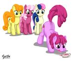  berry_punch_(mlp) blue_eyes bonbon_(mlp) butt carrot_top_(mlp) cheerilee_(mlp) cutie_mark drunk edit equine female feral friendship_is_magic fur hair horse improvised_dildo insertion long_hair mammal multi-colored_hair my_little_pony mysticalpha penetration pink_fur plain_background pony presenting purple_eyes tongue white_background 