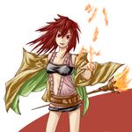  belt duel_monster fire hiita lowres red_eyes red_hair skirt staff sukumo_(kemutai) yu-gi-oh! yuu-gi-ou_duel_monsters 