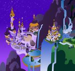  breauna building canterlot castle detailed_background friendship_is_magic invalid_background mountain my_little_pony night scenery stars water waterfall 