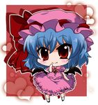  bad_id bad_pixiv_id blue_hair blush bow chibi fang hat hat_bow heart jewelry noai_nioshi puffy_sleeves red_eyes remilia_scarlet short_hair short_sleeves smile solo touhou 