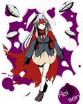  adapted_costume advent_cirno animal_ears bullet bunny_ears cape gloves headband long_hair long_sleeves necktie nitoro-star pink_hair red_eyes reisen_udongein_inaba solo touhou 