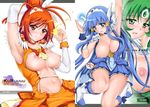  aoki_reika blue_hair breasts hino_akane midorikawa_nao nipples smile_precure torn_clothes 