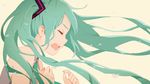  bare_shoulders closed_eyes green_hair hatsune_miku kise_(swimmt) long_hair necktie open_mouth profile sleeveless solo twintails upper_body vocaloid 