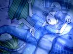  animal_ears asphyxiation black_hair blonde_hair blue closed_eyes drooling from_above futon grey_hair lying mouse_ears mouse_tail multicolored_hair multiple_girls navel nazrin on_back open_mouth pajamas pillow shirosato short_hair short_sleeves sleeping sprawled sweat tail tatami toramaru_shou touhou two-tone_hair window_shade 