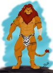  anthro anthrofied beijinbeef disney feline lion loincloth male mammal mufasa muscles pecs solo the_lion_king 